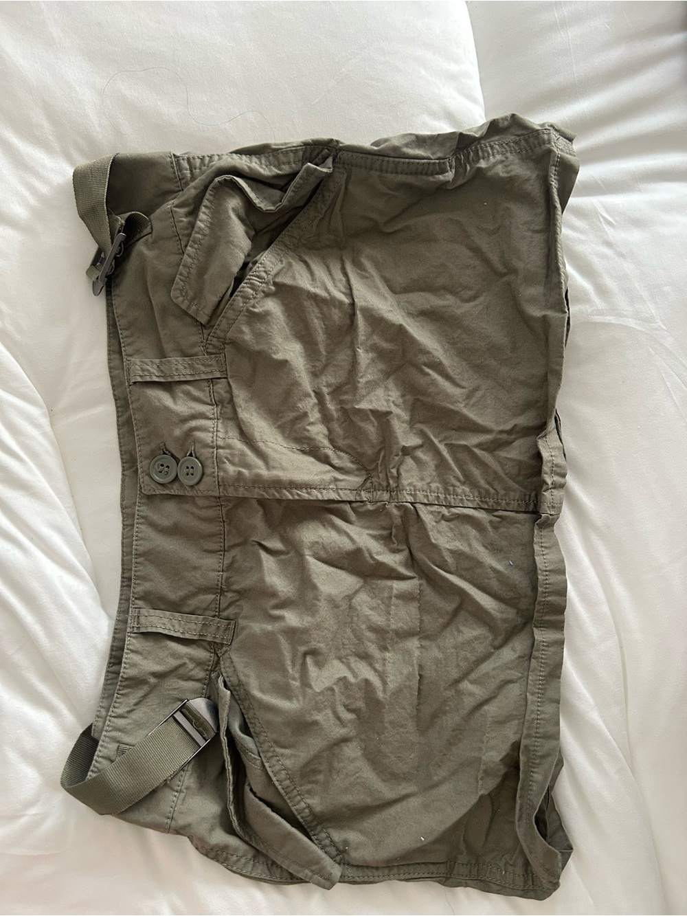 H&M Olive Utility Mini Skirt with Buckle Tab